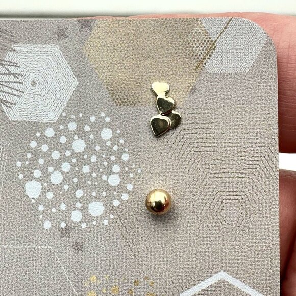 Womens Earrings 14K Yellow Gold Pair of Studs Pierced Gift Idea for Her Estate - Picture 4 of 5